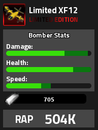 Limited XF12 Military Tycoon bomber card RAP 504K