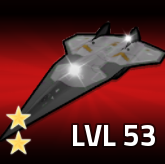 Military Tycoon aircraft with two stars and LVL 53