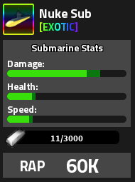 Nuke Sub Military Tycoon Exotic submarine card
